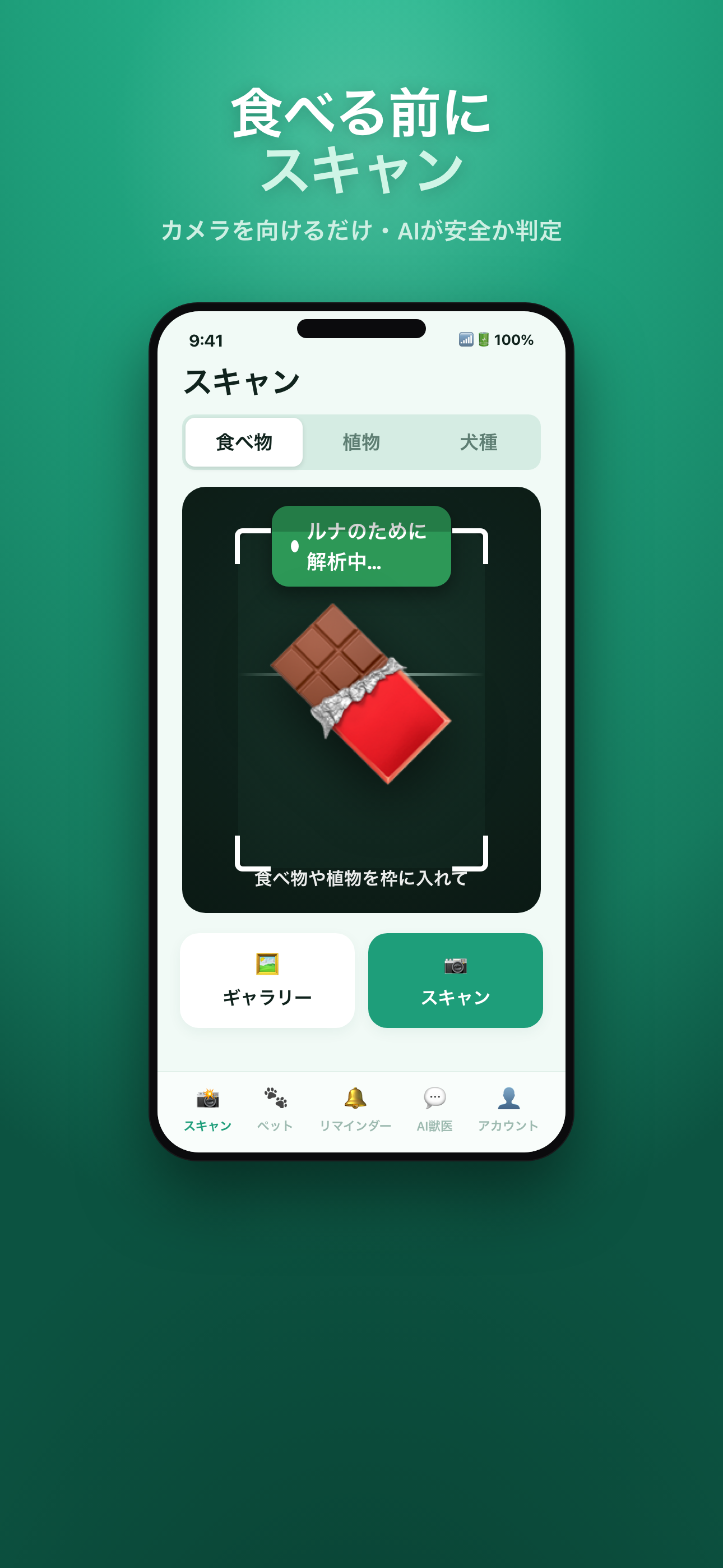 Mascotiaのカメラで食べ物をスキャンして安全性を確認